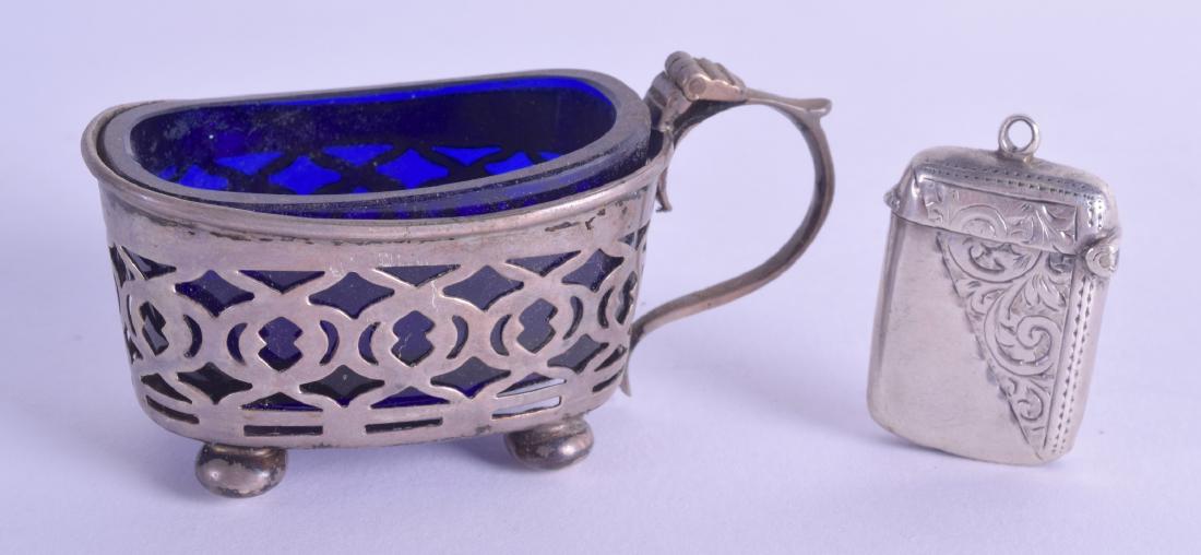 AN ANTIQUE SILVER VESTA CASE together with a silver (1 of 3)