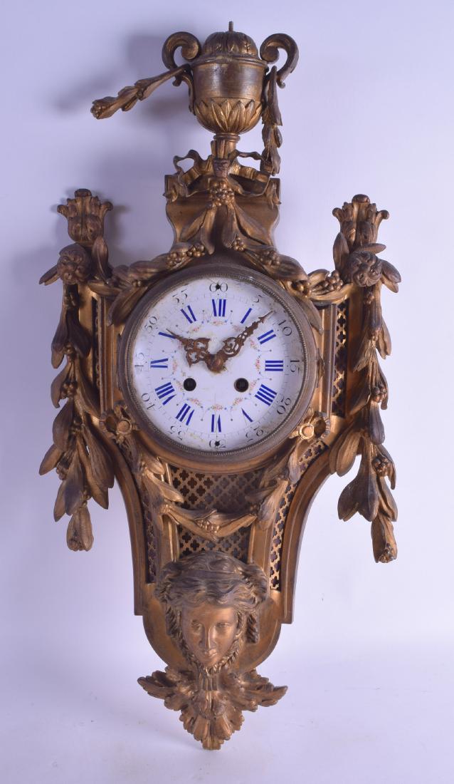 A 19TH CENTURY FRENCH BRONZE CARTEL CLOCK with large (1 of 2)