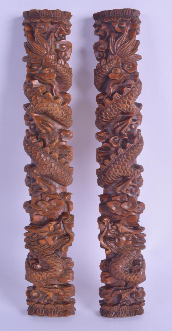 A GOOD PAIR OF CHINESE CARVED BOXWOOD SCROLL WEIGHTS (1 of 2)