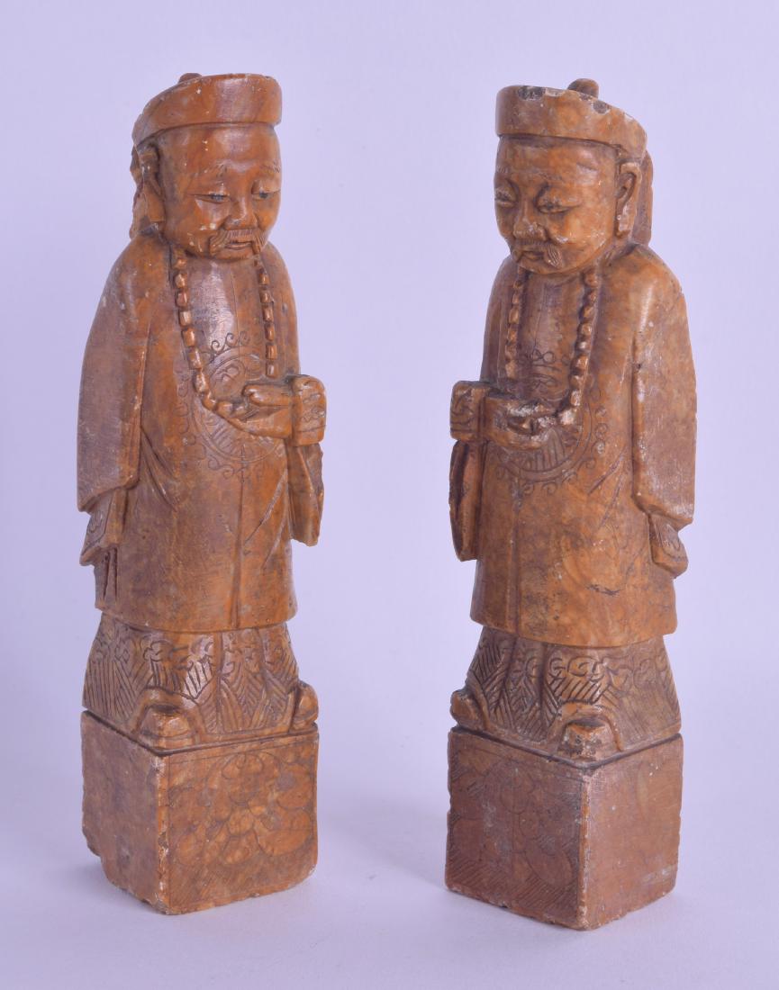 A PAIR OF LATE 19TH CENTURY CHINESE CARVED SOAPSTONE (1 of 2)