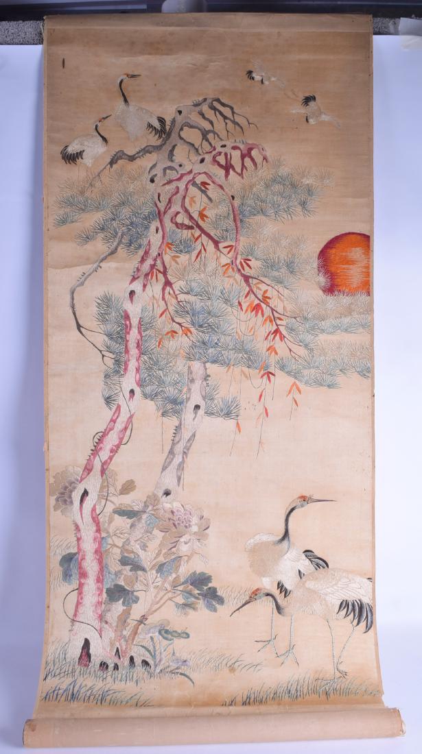A RARE LATE 19TH/20TH CENTURY CHINESE SILK WORK SCROLL (1 of 3)
