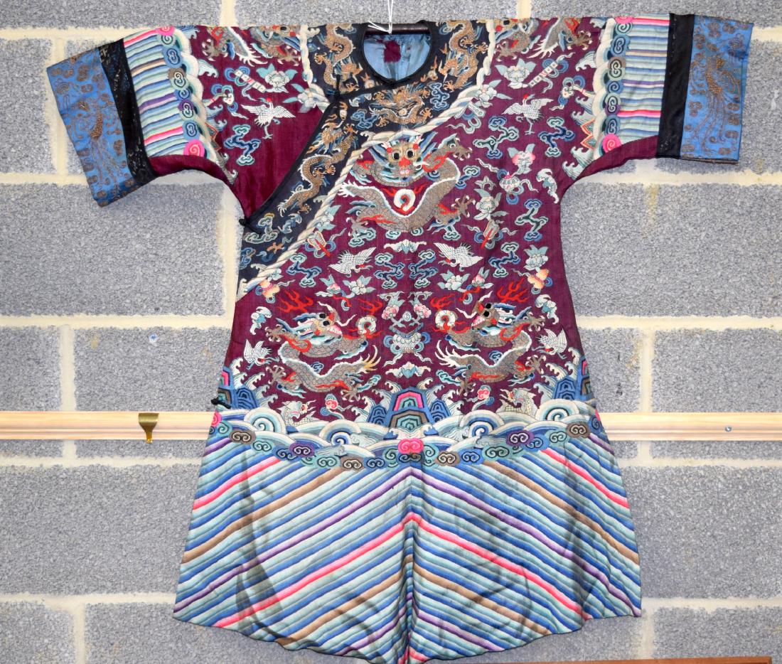 A GOOD 19TH CENTURY CHINESE KESI TYPE DRAGON ROBE (1 of 7)