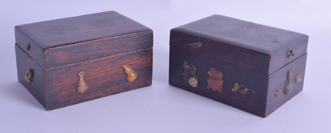 A PAIR OF LATE 19TH CENTURY CHINESE CARVED WOOD BOXES (1 of 2)