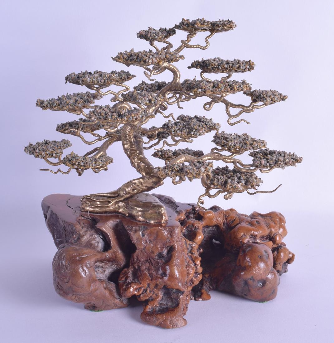 A RARE 19TH CENTURY CHINESE YELLOW METAL SCHOLARS TREE (1 of 7)