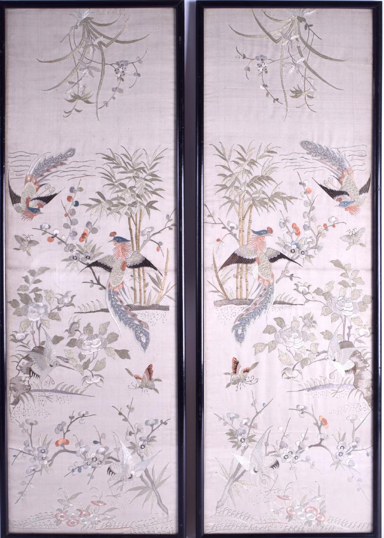 A PAIR OF LATE 19TH CENTURY CHINESE FRAMED SILK WORK (1 of 2)