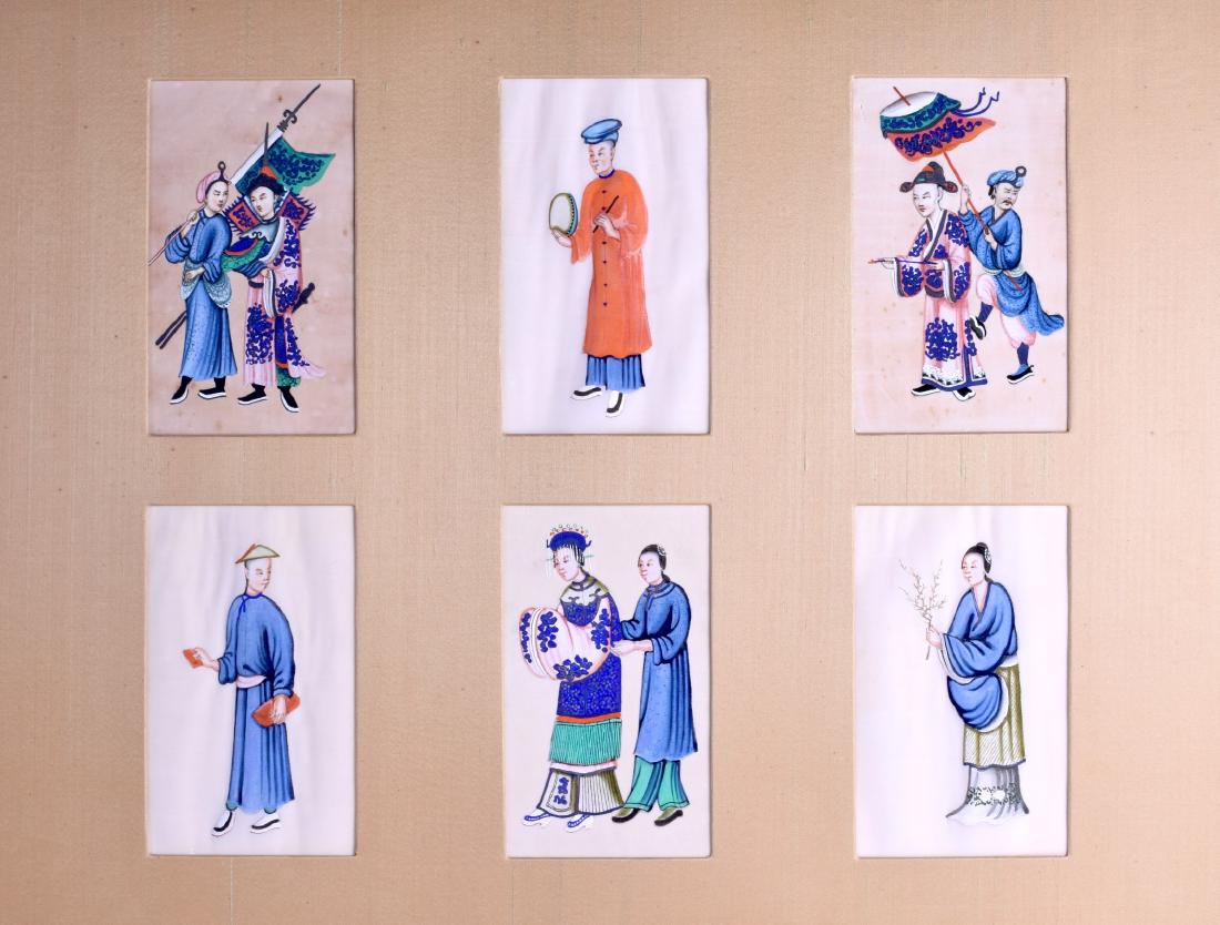 A SET OF SIX LARGE 19TH CENTURY CHINESE PITH PAPER (1 of 3)