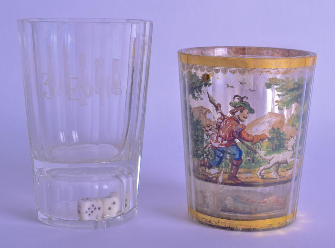 AN 18TH CENTURY GERMAN REVERSE PAINTED GLASS GOBLET (1 of 2)