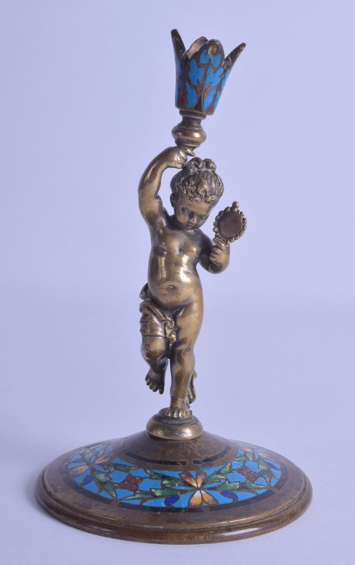 A 19TH CENTURY FRENCH BRONZE CHAMPLEVE ENAMEL (1 of 2)