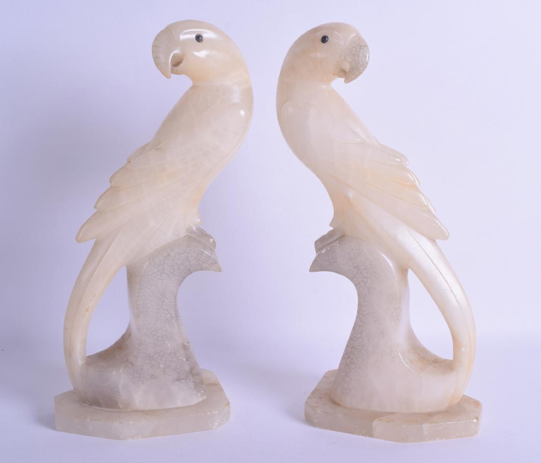 A PAIR OF EARLY 20TH CENTURY INDIAN CARVED ALABASTER (1 of 2)