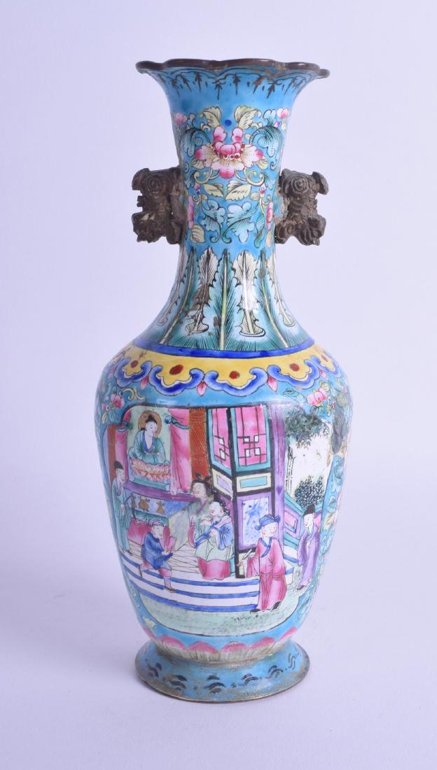A 19TH CENTURY CHINESE TWIN HANDLED CANTON ENAMEL (1 of 3)