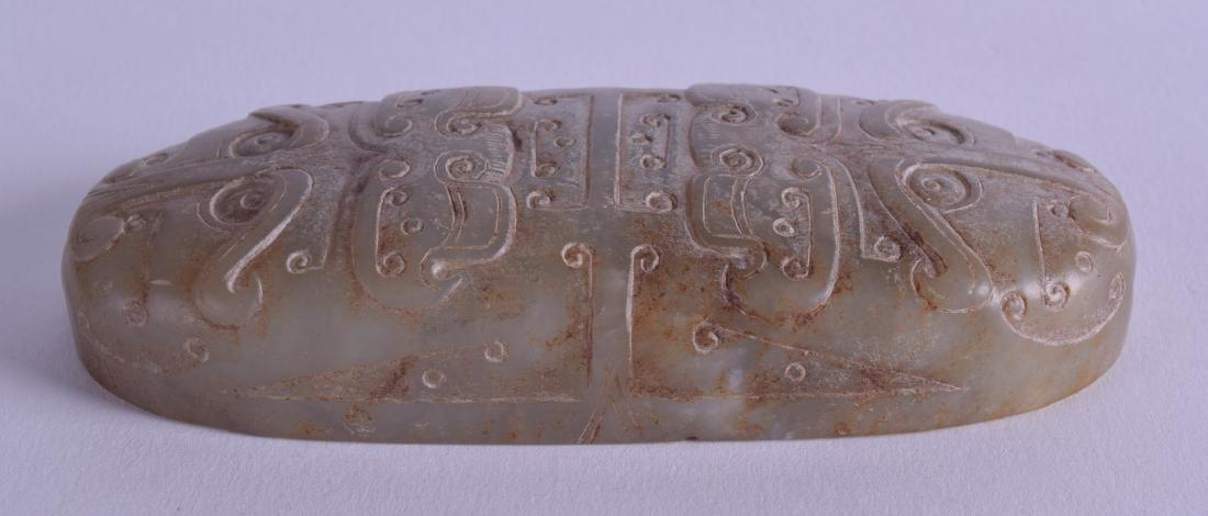 A CHINESE QING DYNASTY CARVED JADE SCROLL WEIGHT carved (1 of 4)