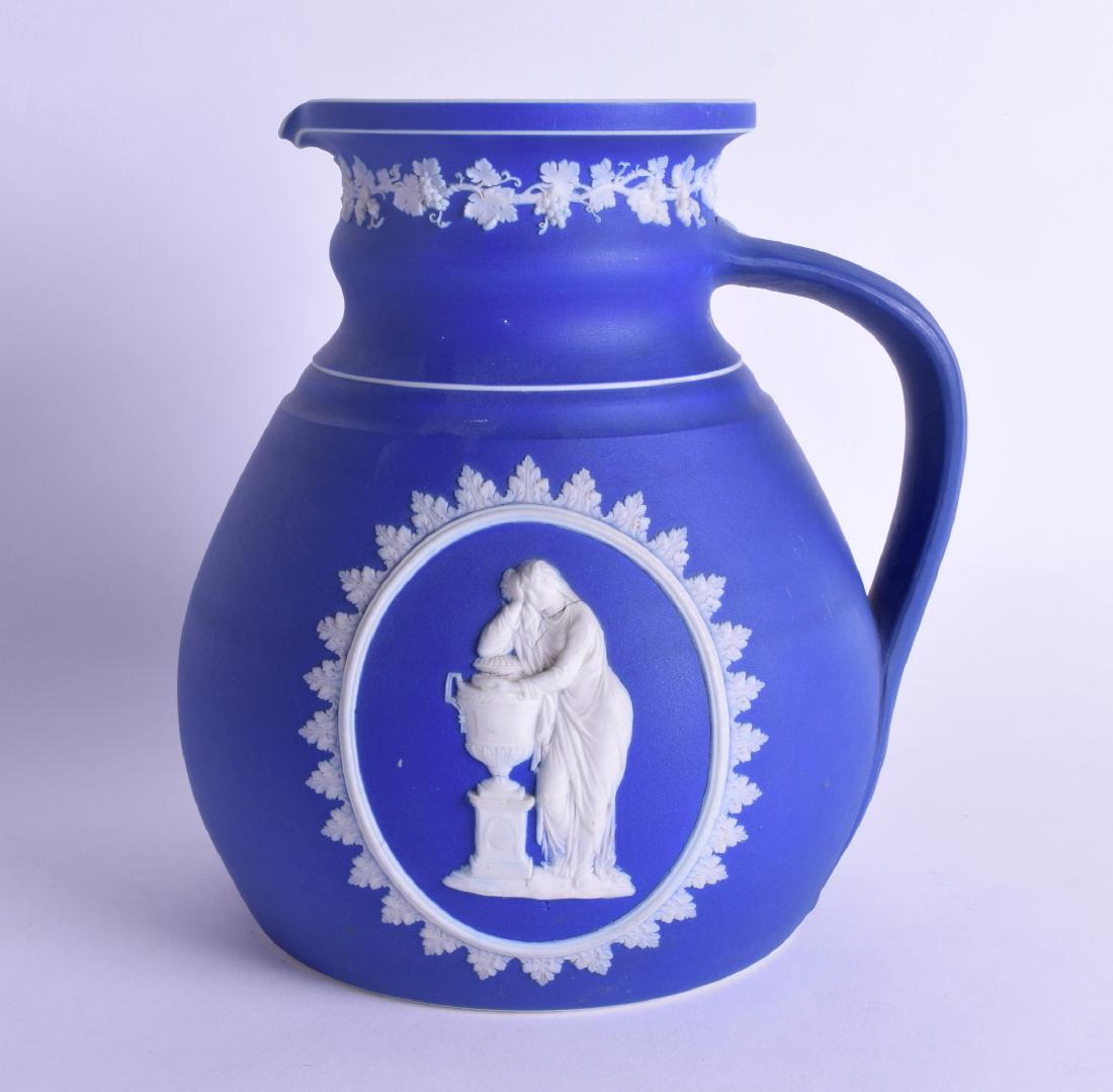 A VICTORIAN BLUE BASALT JASPER WARE POTTERY JUG (1 of 3)