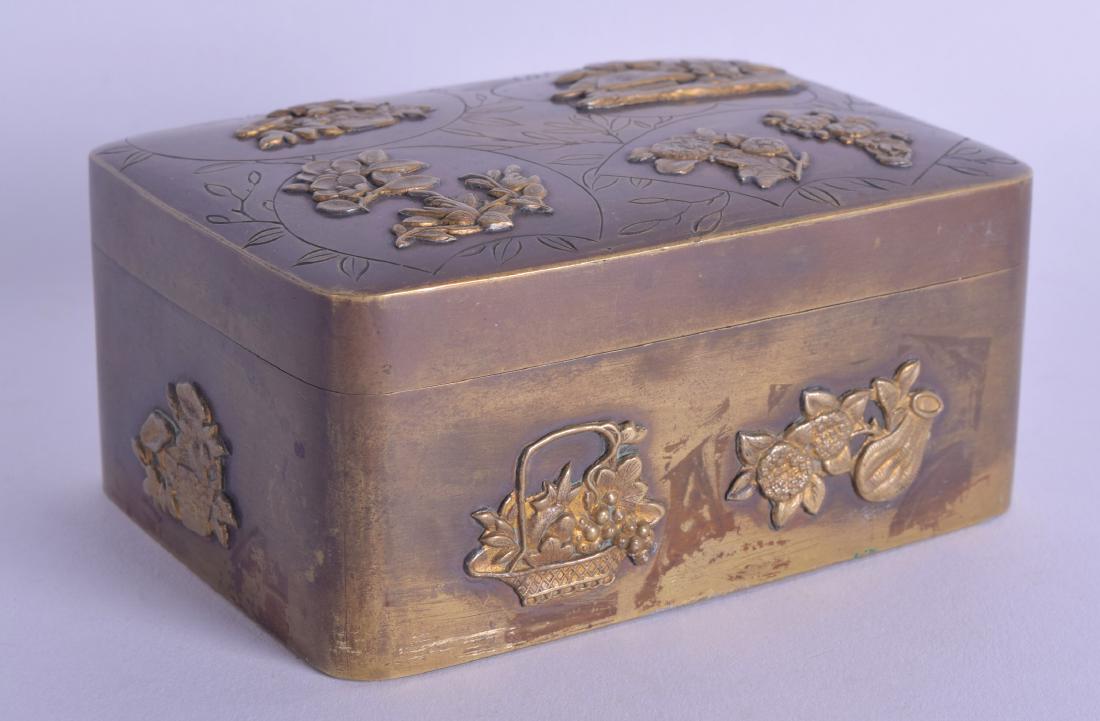 A 19TH CENTURY JAPANESE MEIJI PERIOD BRONZE BOX AND (1 of 5)