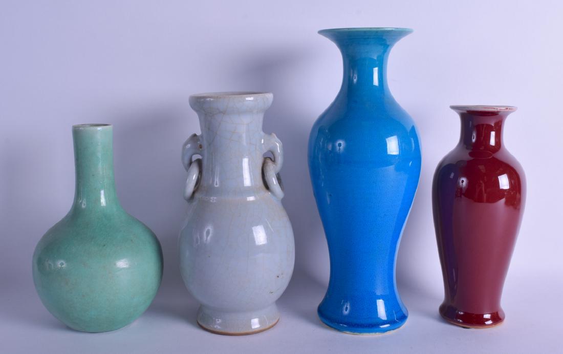 A 19TH CENTURY CHINESE BLUE GLAZED BALUSTER VASE Kangxi (1 of 3)