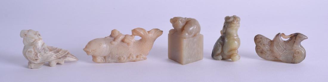 A 19TH CENTURY CHINESE CARVED HARDSTONE SEAL together (1 of 3)