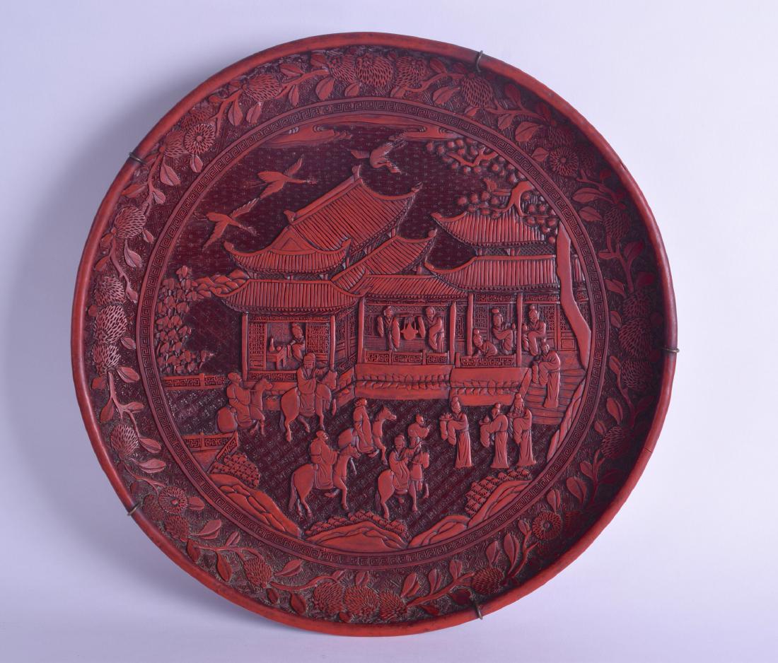 A MID 19TH CENTURY CHINESE CARVED CINNABAR LACQUER (1 of 2)