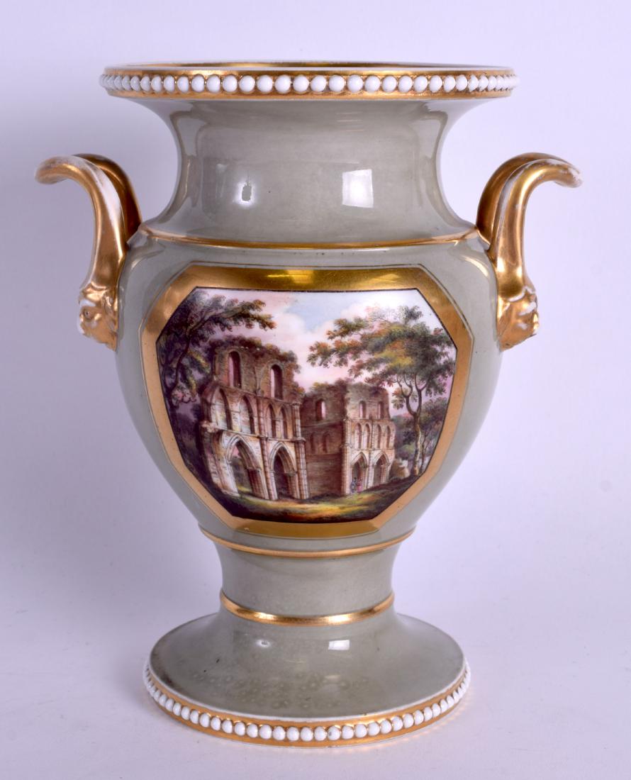 19th c. Spode fine vase painted with a scene entitled: 19th c. Spode fine vase painted with a scene entitled Roche Abby, Yorkshire, Spode mark and title to base, 18cm x 15cm