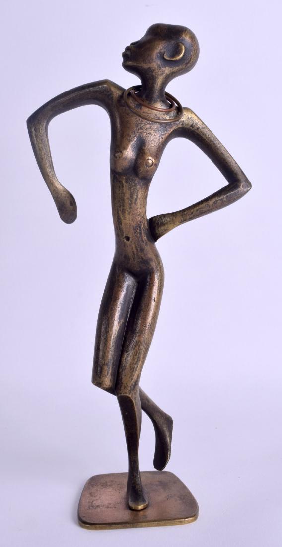 A STYLISH HAGENAUER AUSTRIAN BRONZE FIGURE  OF A TRIBAL (1 of 3)