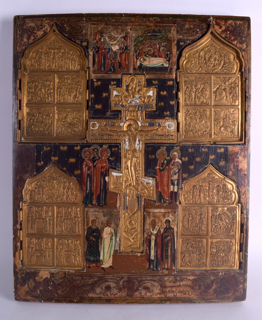 A RARE 18TH CENTURY RUSSIAN PAINTED WOODEN ICON (1 of 8)