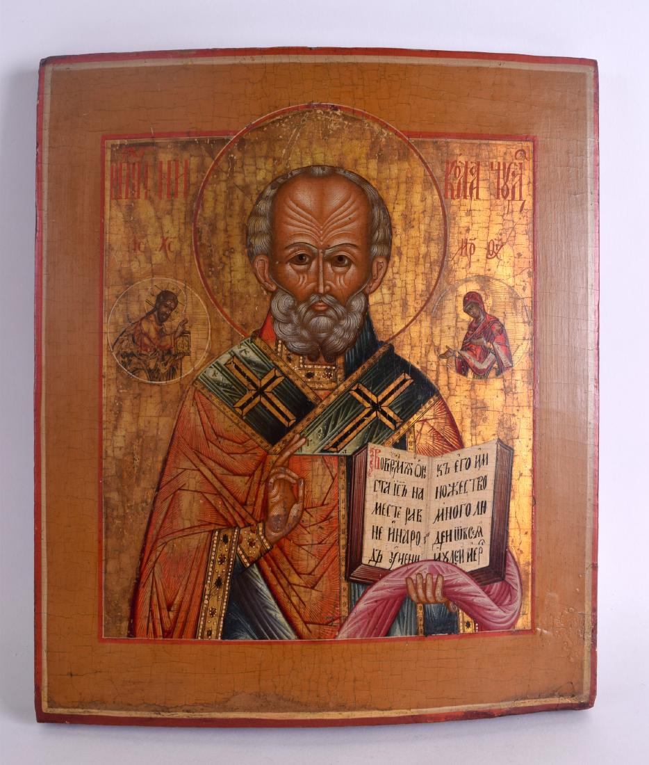 AN 18TH/19TH CENTURY RUSSIAN PAINTED WOODEN ICON (1 of 6)