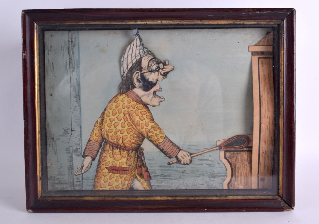 A RARE MID 19TH CENTURY AUTOMATON PAPER FRAMED DIORAMA (1 of 3)