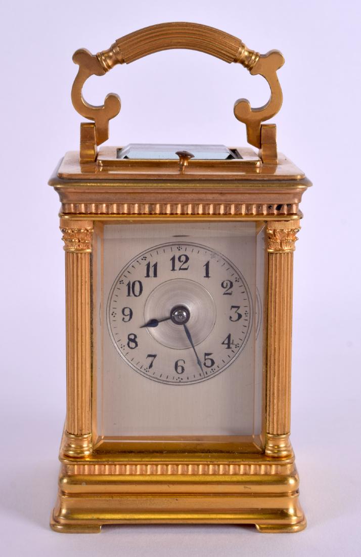 A 19TH CENTURY FRENCH BRASS REPEATING CARRIAGE CLOCK (1 of 4)