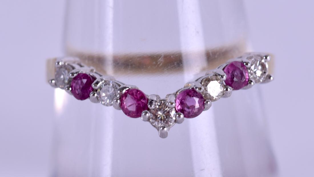 AN 18CT GOLD DIAMOND AND RUBY RING. 2.6 grams. Size Q. (1 of 4)