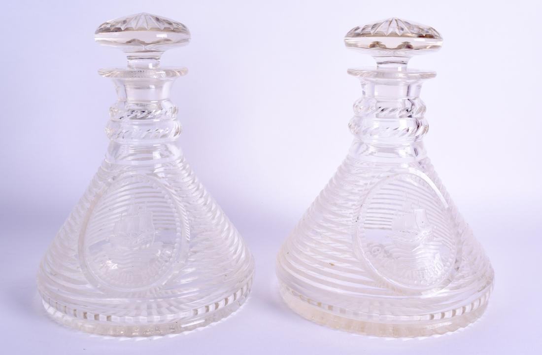 A PAIR OF REGENCY CUT GLASS MARITIME DECANTER AND (1 of 2)
