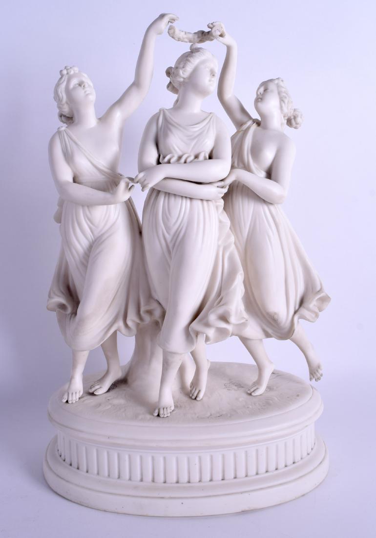 A LARGE 19TH CENTURY PARIANWARE FIGURE OF THE THREE (1 of 3)