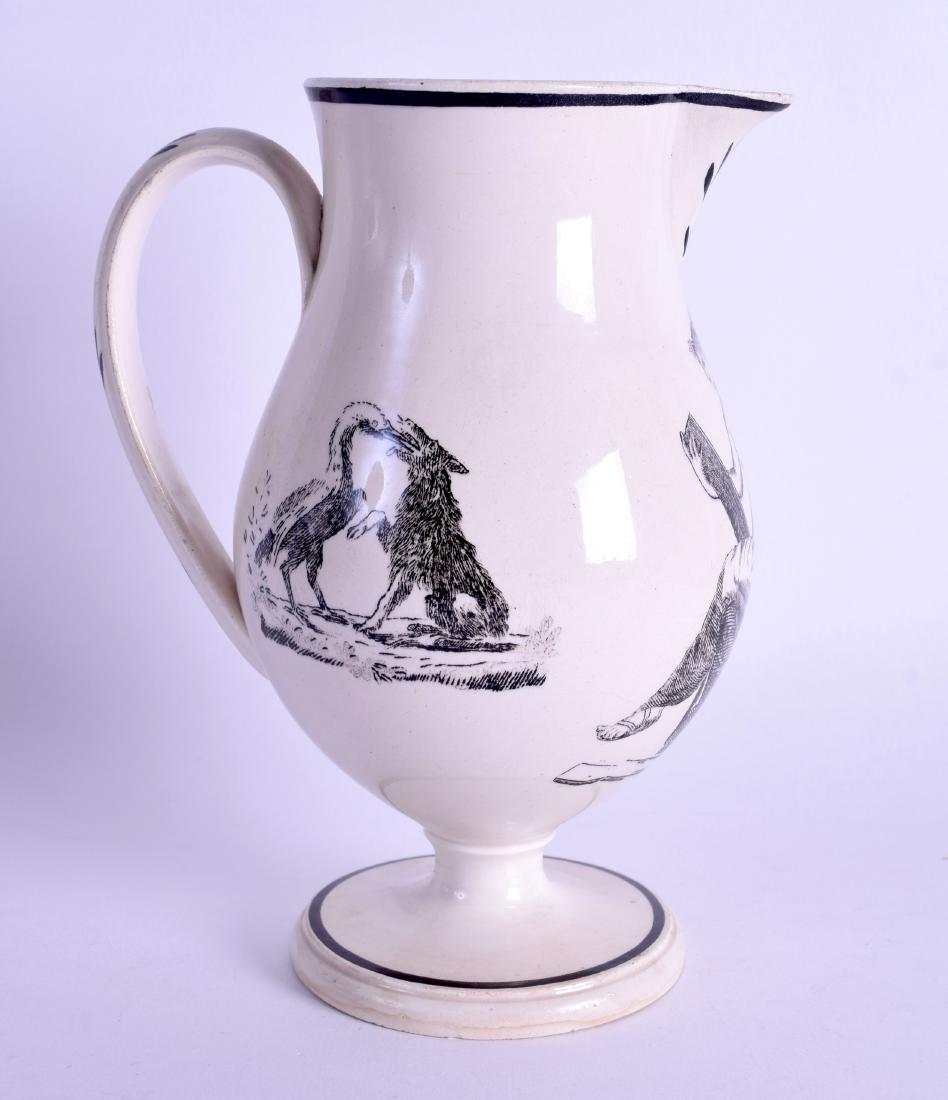 A LARGE 18TH CENTURY LIVERPOOL CREAMWARE JUG printed (1 of 3)