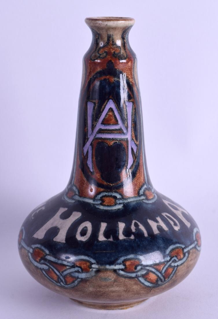 AN UNUSUAL DUTCH ART POTTERY BULBOUS VASE 'Holland (1 of 3)