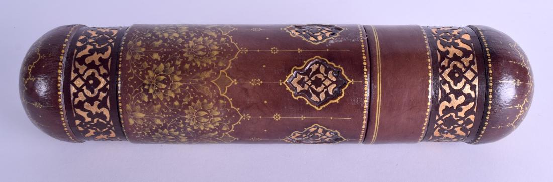 AN UNUSUAL TURKISH OTTOMAN LEATHER SCROLL BOX AND COVER (1 of 4)