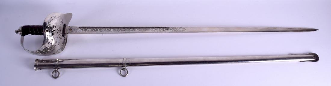 AN EDWARD VII STEEL SWORD with open work handle & (1 of 6)