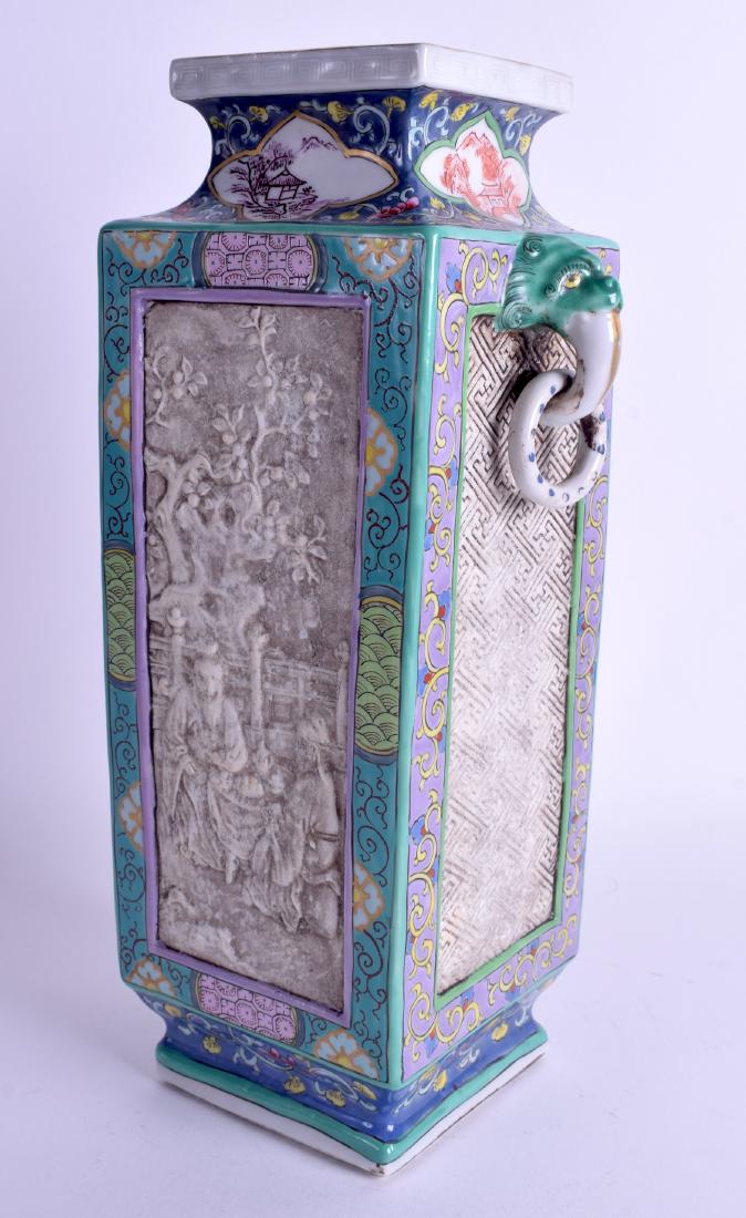 A RARE 19TH CENTURY JAPANESE EDO PERIOD PORCELAIN VASE: A RARE 19TH CENTURY JAPANESE EDO PERIOD PORCELAIN VASE unusually inset with unglazed panels, encased within flowers. 28 cm high.