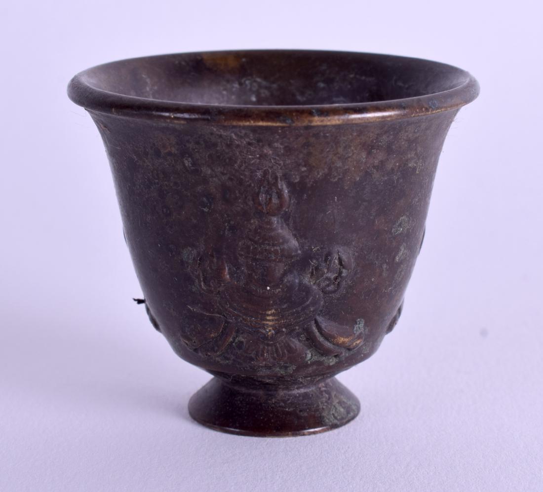 A CHINESE TIBETAN BRONZE CUP. 4.5 cm high. (1 of 4)
