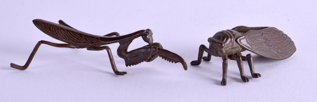 TWO JAPANESE BRONZE INSECT OKIMONO. 6 cm & 4cm wide. (1 of 4)