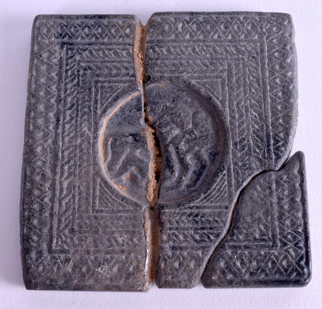 AN UNUSUAL MIDDLE EASTERN ASIAN CARVED STONE PANEL. 9.5 (1 of 2)