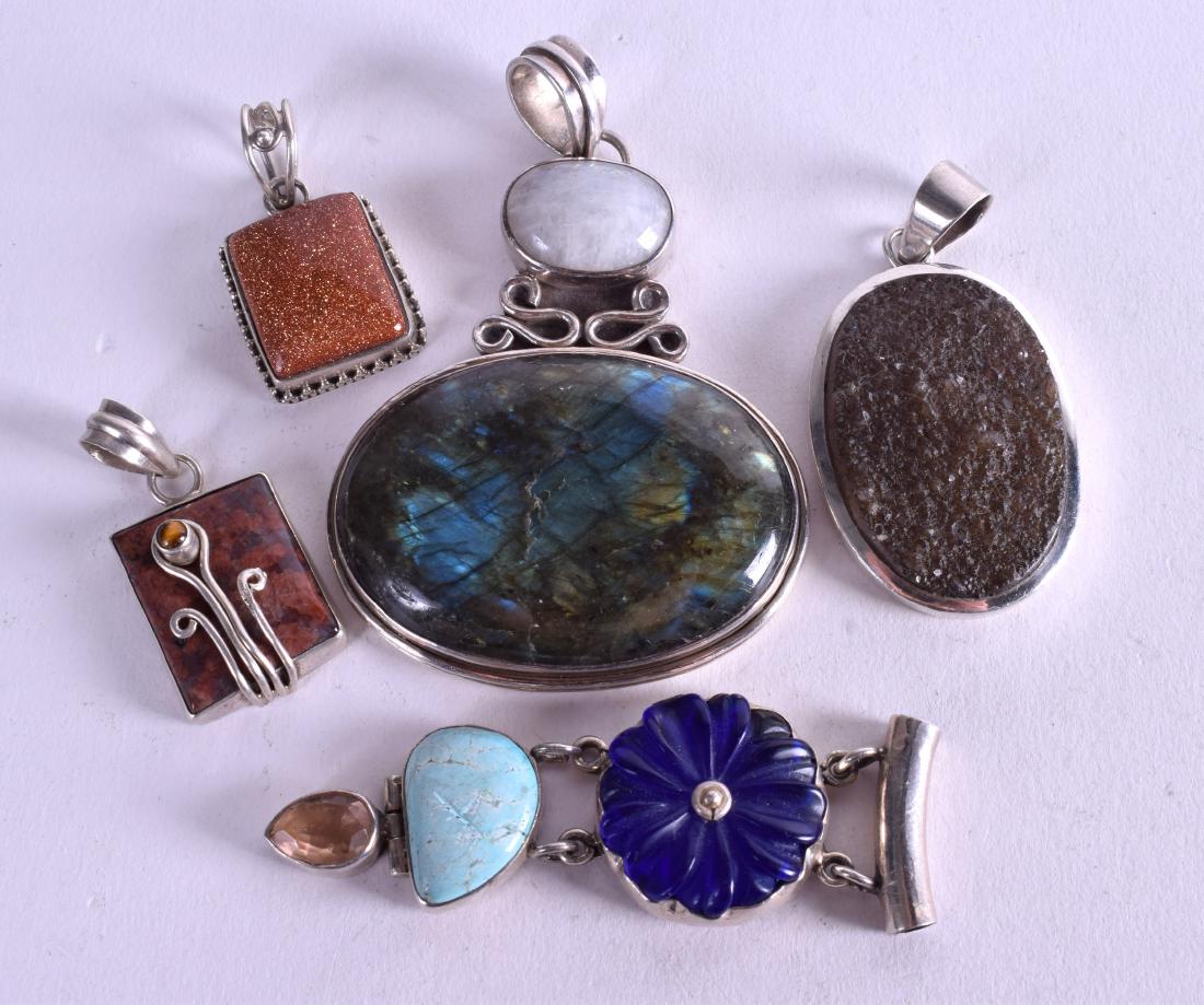 FIVE VINTAGE SILVER PENDANTS. 109 grams. (5) (1 of 2)
