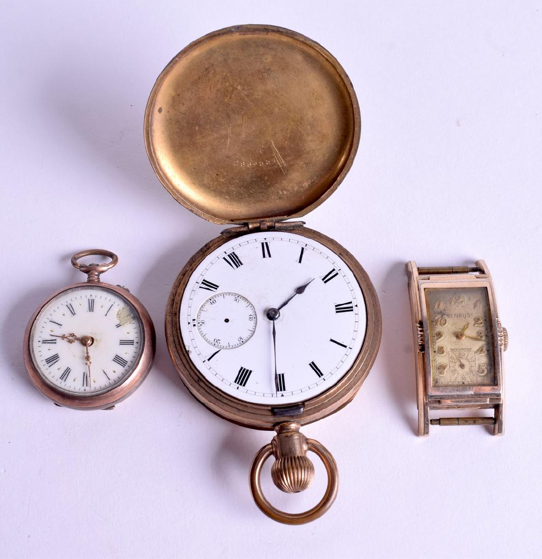 THREE GOLD PLATED WATCHES. (3) (1 of 2)