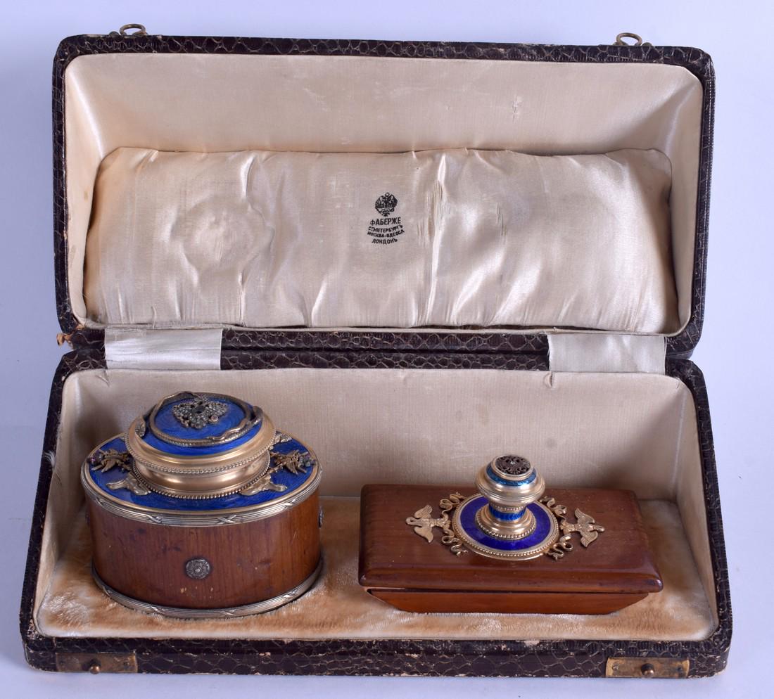 AN UNUSUAL CONTINENTAL SILVER AND ENAMEL DESK SET: AN UNUSUAL CONTINENTAL SILVER AND ENAMEL DESK SET decorated with a diamond studded eagle and serpents. Blotter 11 cm & Box 9 cm wide. (2)
