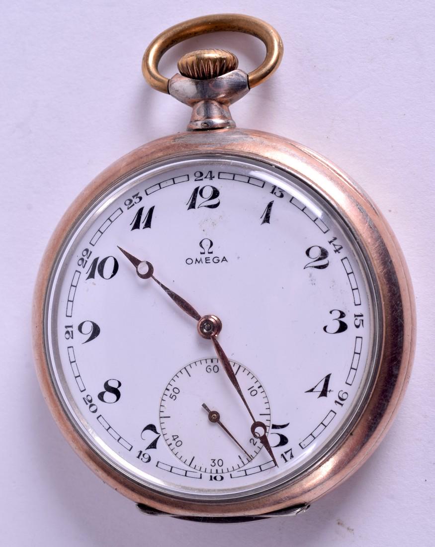 A VINTAGE OMEGA SILVER POCKET WATCH. 5.5 cm wide.: A VINTAGE OMEGA SILVER POCKET WATCH. 5.5 cm wide.