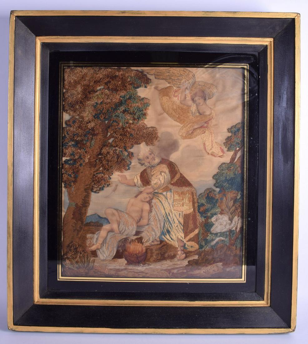 A LARGE 18TH/19TH CENTURY EMBROIDERED SILK AND WOOL (1 of 4)