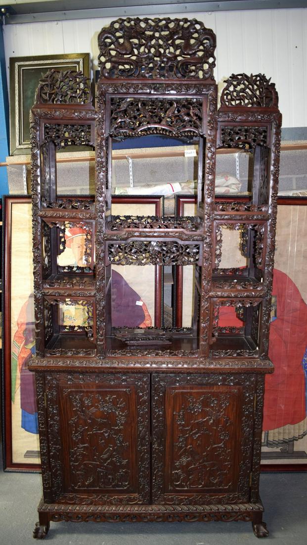 A GOOD 19TH CENTURY CHINESE HONGMU HARDWOOD DISPLAY (1 of 10)