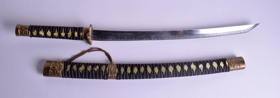 A JAPANESE KATANA SAMURAI SWORD, formed with yellow (1 of 7)