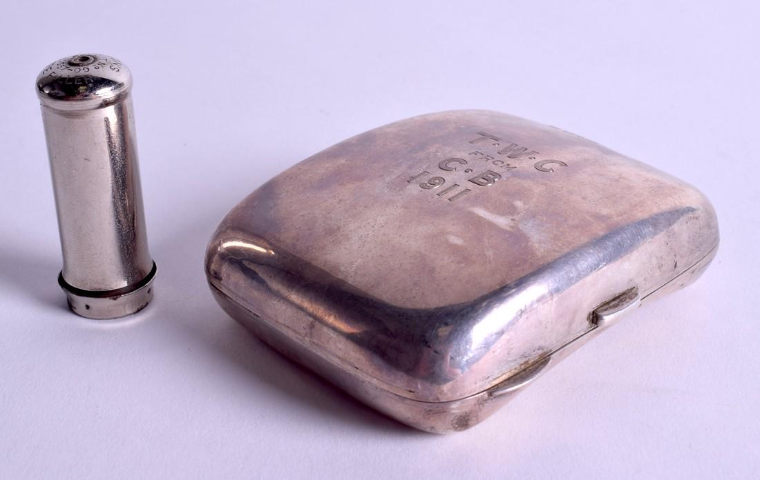 A SILVER CIGARETTE CASE. 5.9 oz. 7 cm x 9 cm. (1 of 7)