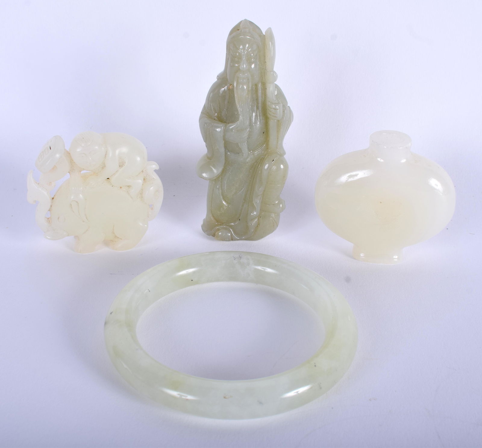 A CHINESE HARDSTONE BANGLE etc. (4) (1 of 2)