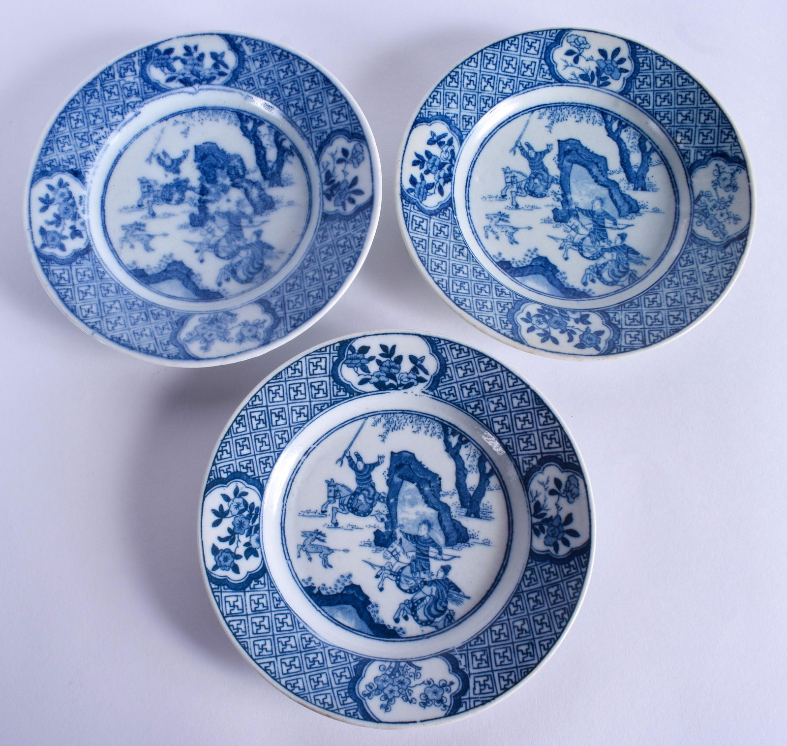 THREE CHINESE PLATES. 12 cm wide. (3) (1 of 2)