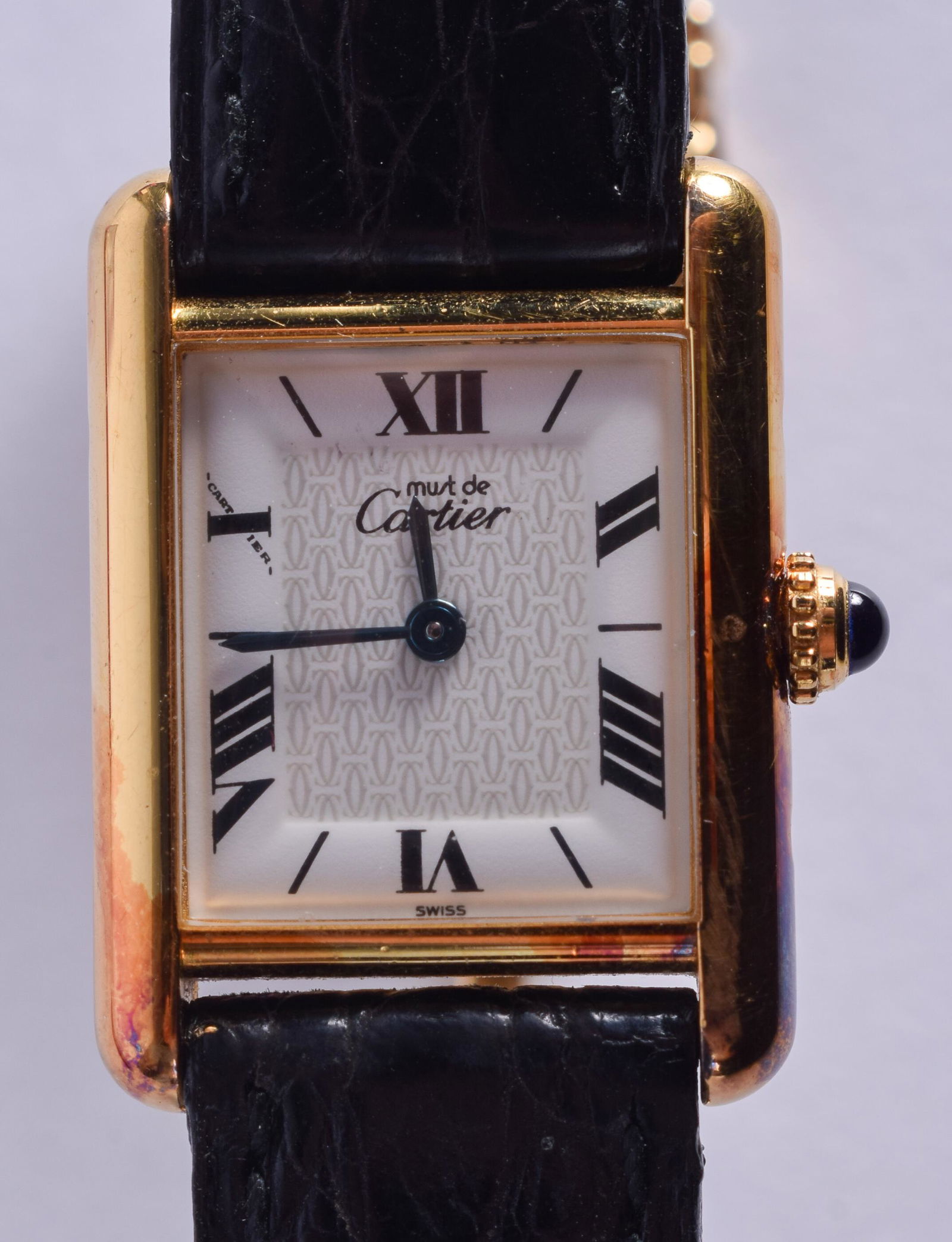 A BOXED CARTIER WRISTWATCH. 2 cm x 2.25 cm. (1 of 3)