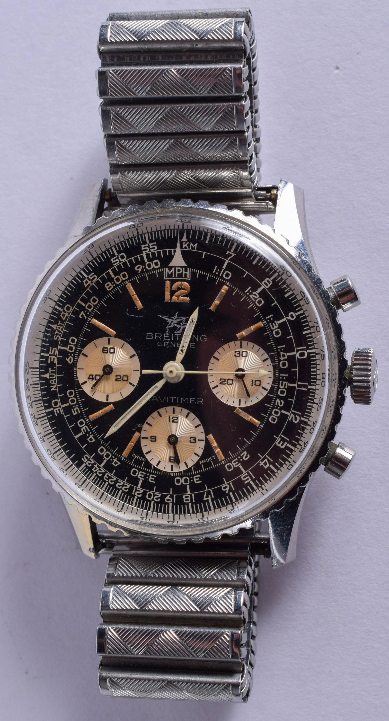 A RARE VINTAGE BREITLING BLACK DIAL NAVITIMER TRIPLE (1 of 3)