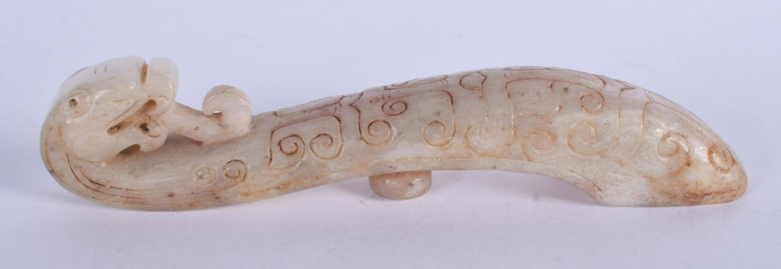 A CHINESE HARDSTONE BELT HOOK. 16 cm long. (1 of 4)